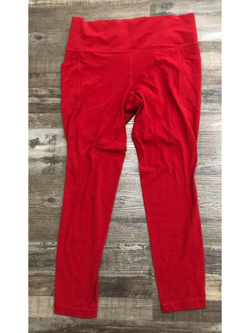 Athleta salutation Stash Tight Leggings Large Red Side Pockets